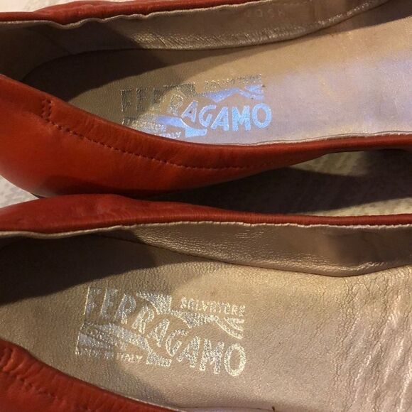 Salvatore Ferragamo Orange-Red Silver Emblem - Size 10.5 - Picture 2 of 9